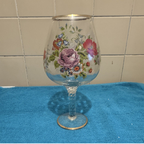 Vintage clear floral - , decorated