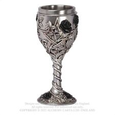 Alchemy Gothic Ruah Vered goblet pewter pentaram and black rose embossed new