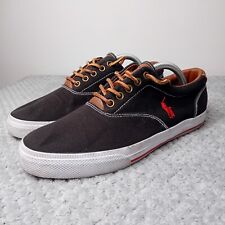 Polo Ralph Lauren Black White Canvas Vaughn Pony Trainers  Shoes Size Uk 8.5