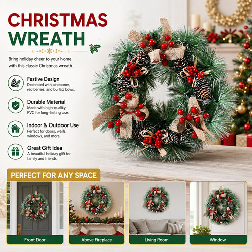 30cm christmas wreath - christmas,