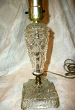 Antique FRENCH Boudoir LAMP Art Deco 1920s Cut Glass Look Chateaucore Stunning