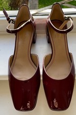 BRAND NEW SHOES BY RUSSELL AND BROMLEY IN BURGUNDY PATENT LEATHER, NEVER WORN