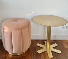 India Mahdavi Charlotte vanity boudoir stool chair pink velvet brass