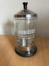 Vintage Barbicide Barber Hairdresser Disinfectant Jar Pot Strainer King Research