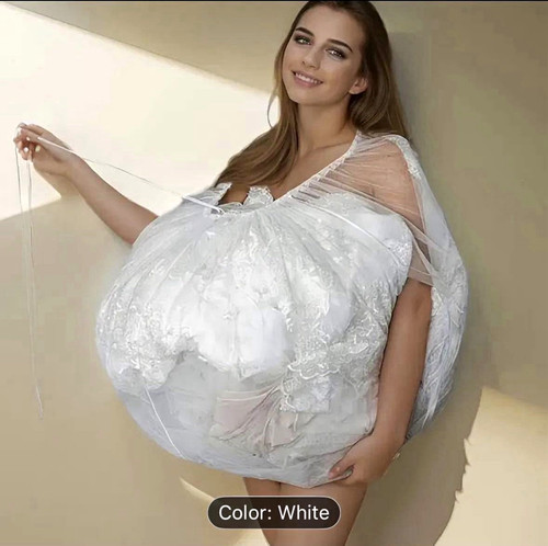 White net wedding dress - net,