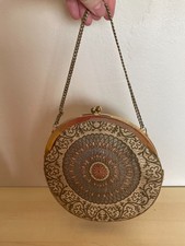 ANTIQUE EDWARDIAN SILK LINED TAPESTRY GERMAN SILVER CLUTCH BAG EVENING EMBROIDER