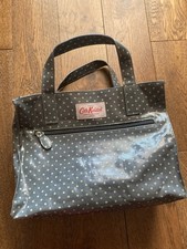 Cath Kidston Grey / Cream Spot Oilcloth Box Style Double Handled Casual Zip Bag