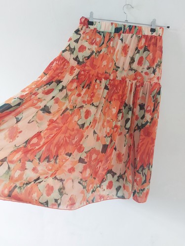 Maxi skirt size orange white - skirt, l