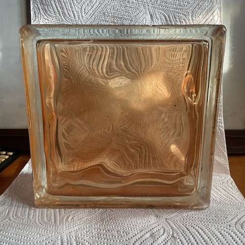 Vintage apricot glass block - glass, block,