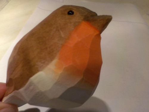 Wooden carved robin - wooden,