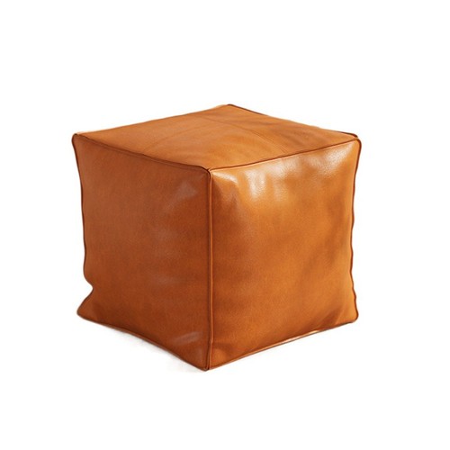 Unstuffed leather footstool - pu,