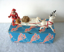 Vintage Crescent Toys Santa Claus on his Sleigh with Rudolf Boxed Plastic Figure
