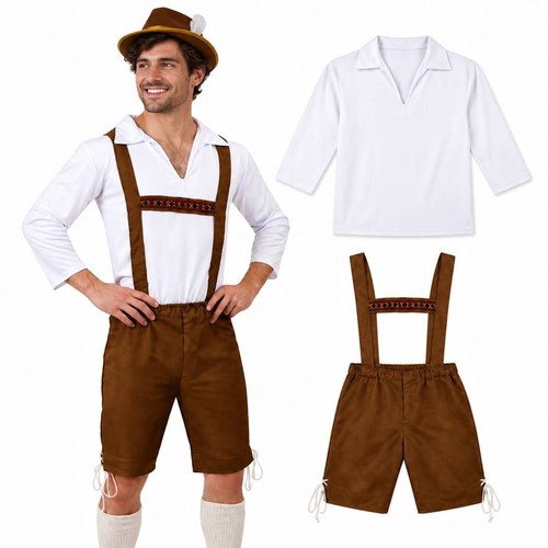 Mens brown bavarian lederhosen - mens,