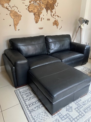 Black leather seater - black,