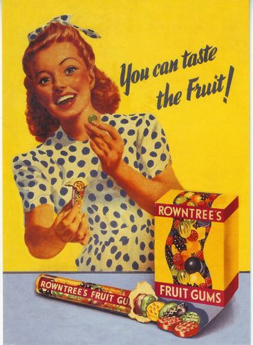 1950 rowntrees fruit gums - 1950's,