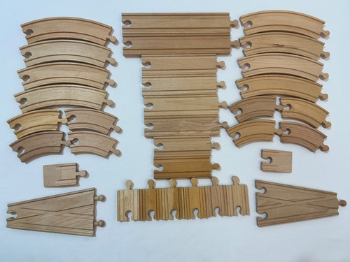 Wooden train track set x34 - wooden,
