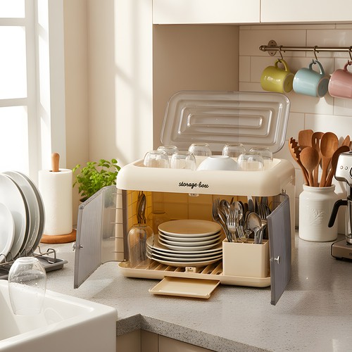 Tier dustproof dish - tier, storage