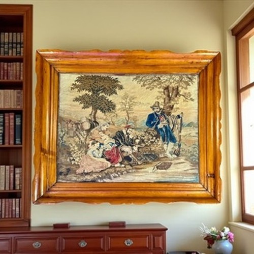 Antique framed needlepoint - framed,