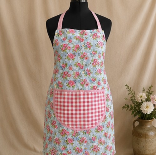 Floral cotton apron pink - cotton,