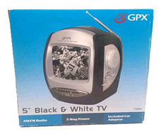 VINTAGE Gpx Black White Portable CRT TV AM FM Radio Audio Video RETRO GAMING New
