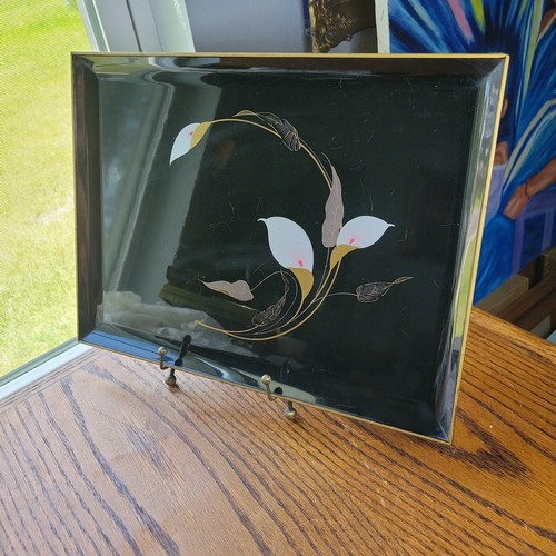 Vtg black lacquerware serving - vtg,