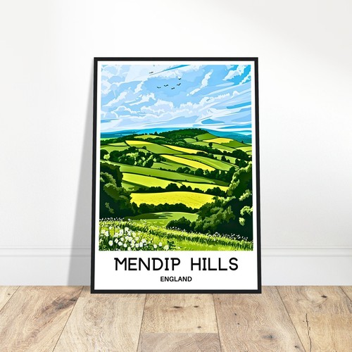 Mendip hills travel print - mendip,