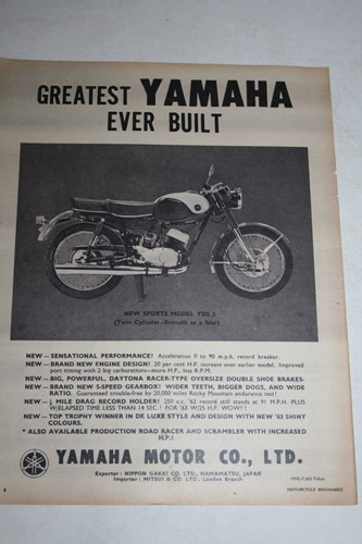 1963 advert for yamaha sports - advert,