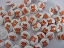 50 Picture Shank Buttons 15mm Teddy Bear Baby Children Sewing Knits P29