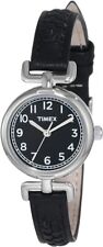 Timex Women's Weekender Petite 25mm Black Woven Pattern Leather Band T2N660
