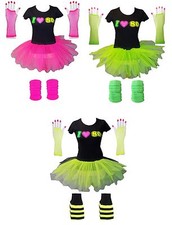 I Love 80's T-Shirt Set 80s Fancy Dress Neon Party Tutu Themed Parties Hen Party