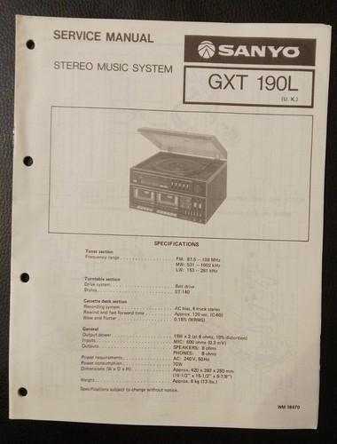 Sanyo gxt190l stereo music - sanyo,