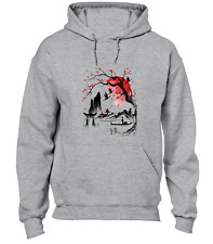 JAPANESE VILLAGE SCENE HOODY HOODIE COOL JAPAN SAMURAI ANCIENT DESIGN GEISHA