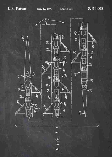 Person rowing shell patent - 8,