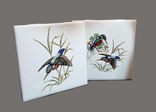 Vintage Kingfisher Tiles Pair