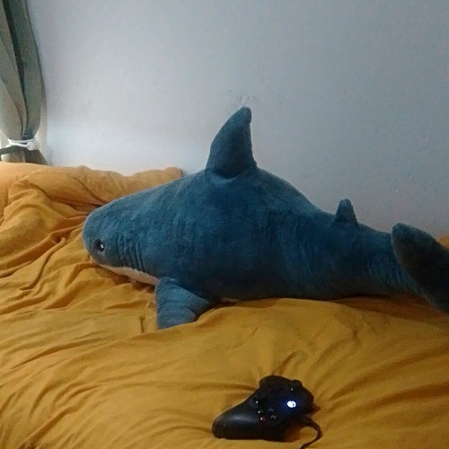 Large blue white plush - &,