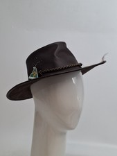 Kakadu Traders Mens Hat Leather Australian Bush Hat Brown Leather Size S