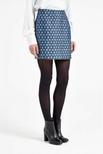 Joy Louche Merie Retro Print Mini Skirt Blue UK 14 RRP £35 LN014 HH 07
