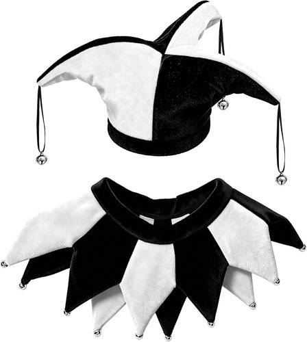 Black white jester hat - black, and