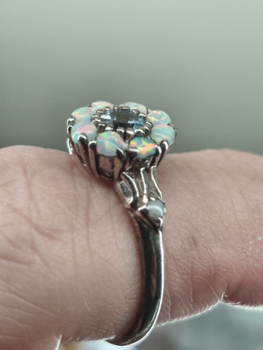 Silver opal ring sized 2 - sized, m1/2