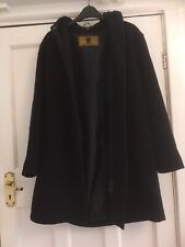 LOVELY NAVY WOOL MIX DUFFLE COAT STYLE WITH HOOD SIZE 12/14 VERY GOOD CONDITION