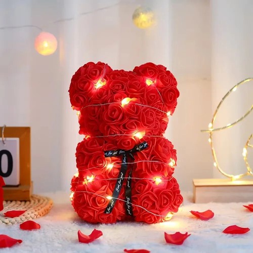 Red rose teddy bear gift - red,