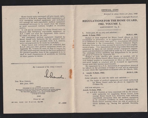 1943 home guard regulations - 1943,