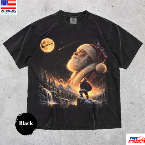 Santa claus moon sleigh - claus,