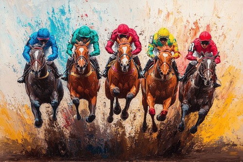 Horse racing canvas picture - racing,