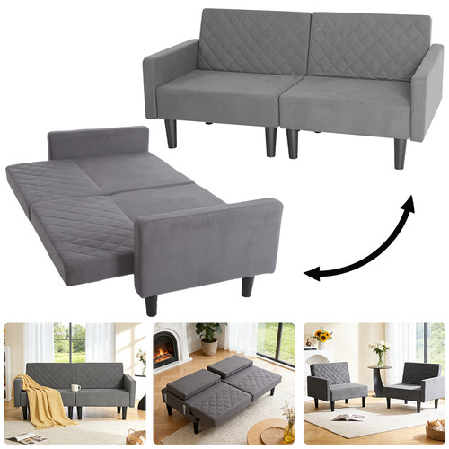 Double fabric sofa bed - fabric,