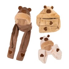 Hoodie Hat Long Scarf Gloves