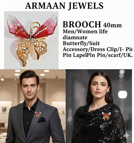 Brooch 40mm men women diamante - brooch,