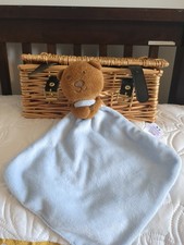 F&F TESCO BROWN BEAR BLUE COMFORTER SOFT TOY BLANKIE SOOTHER