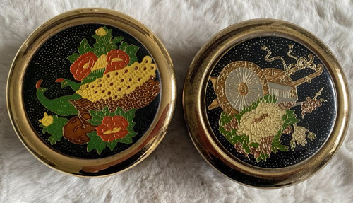 Pair cloisonne japanese black - cloisonne,