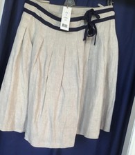 Toast Women's  A Line Skirt Cotton Linen Pleat Wrap,Size 14 Lined New With Tags